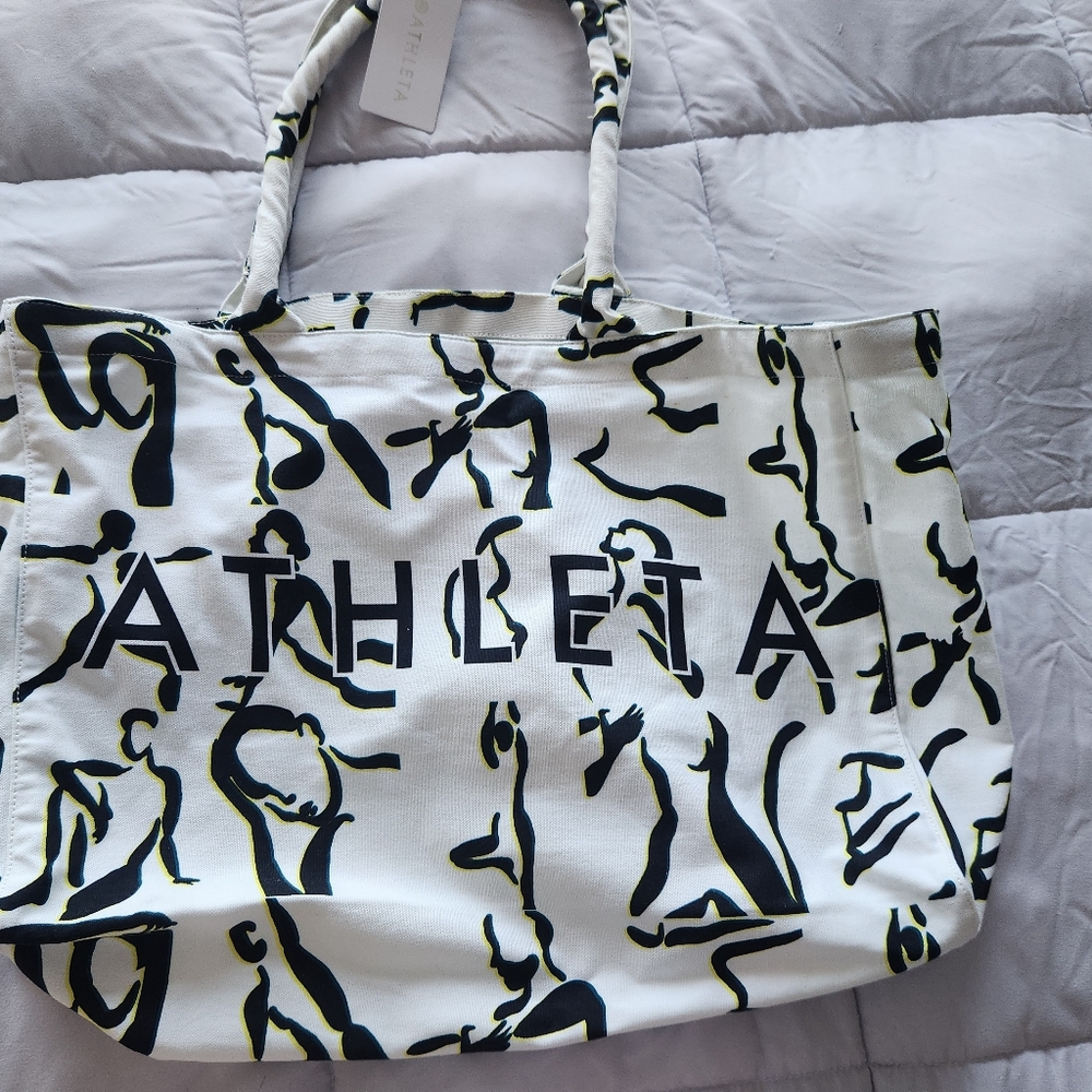 Athleta White and Black Tote Bag